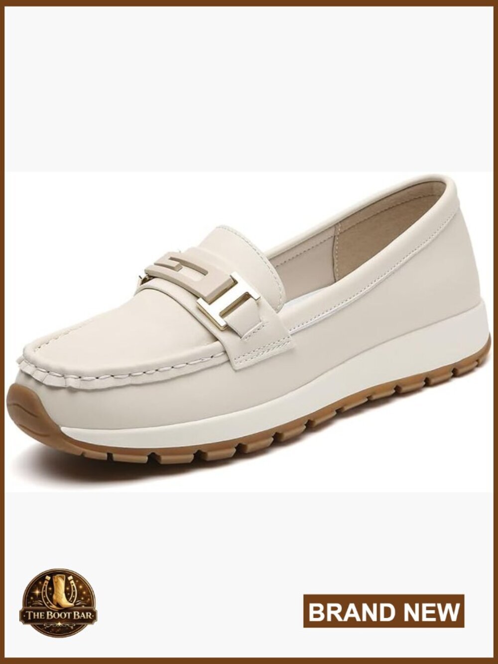 Faux Leather Loafers Slip-On Flat Shoes with Buckle Detail for Women